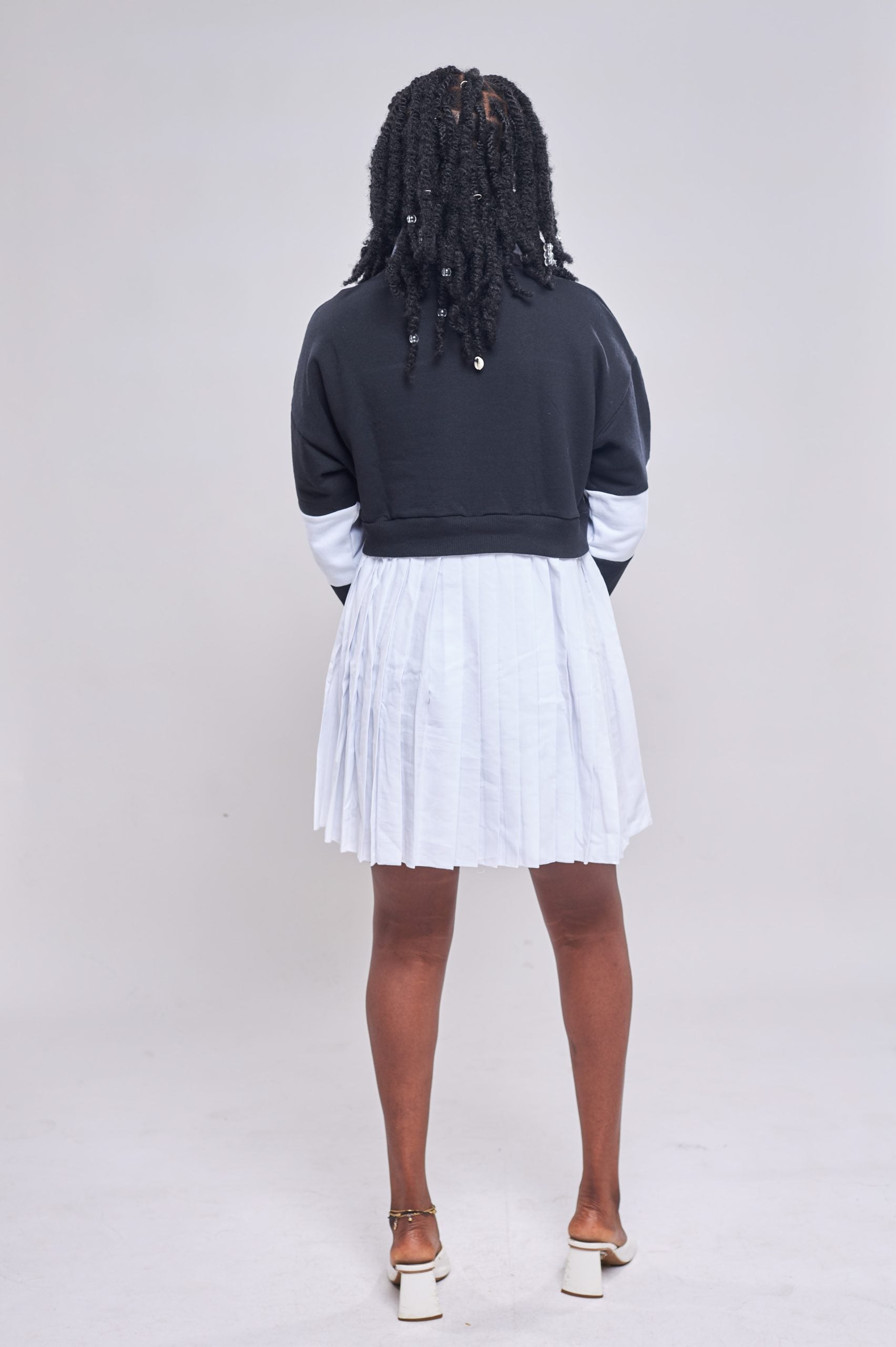 Boohoo - Robe sweat 2 en 1 rayures back view