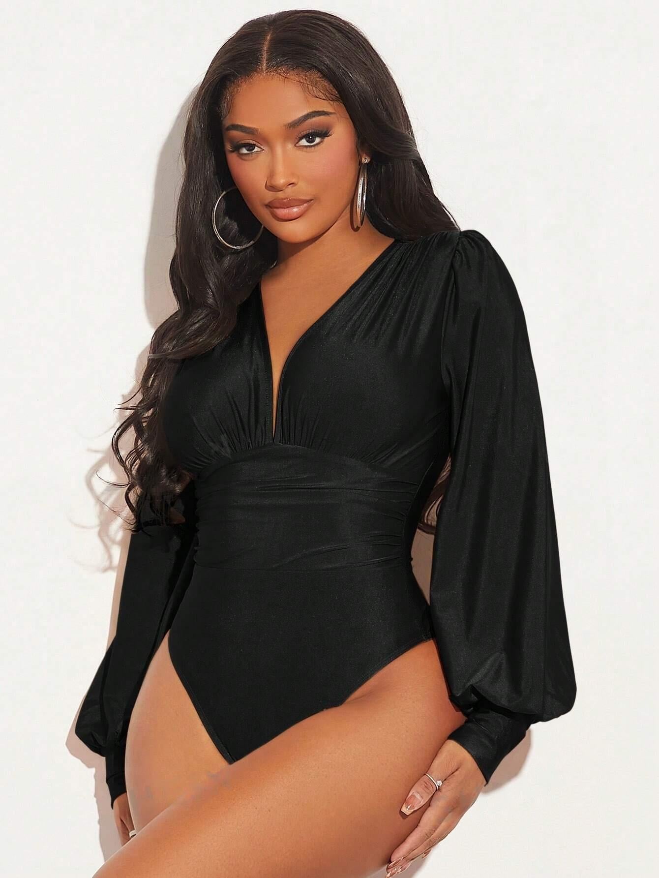 SHEIN - Body Manches Bouffantes - Noir side view