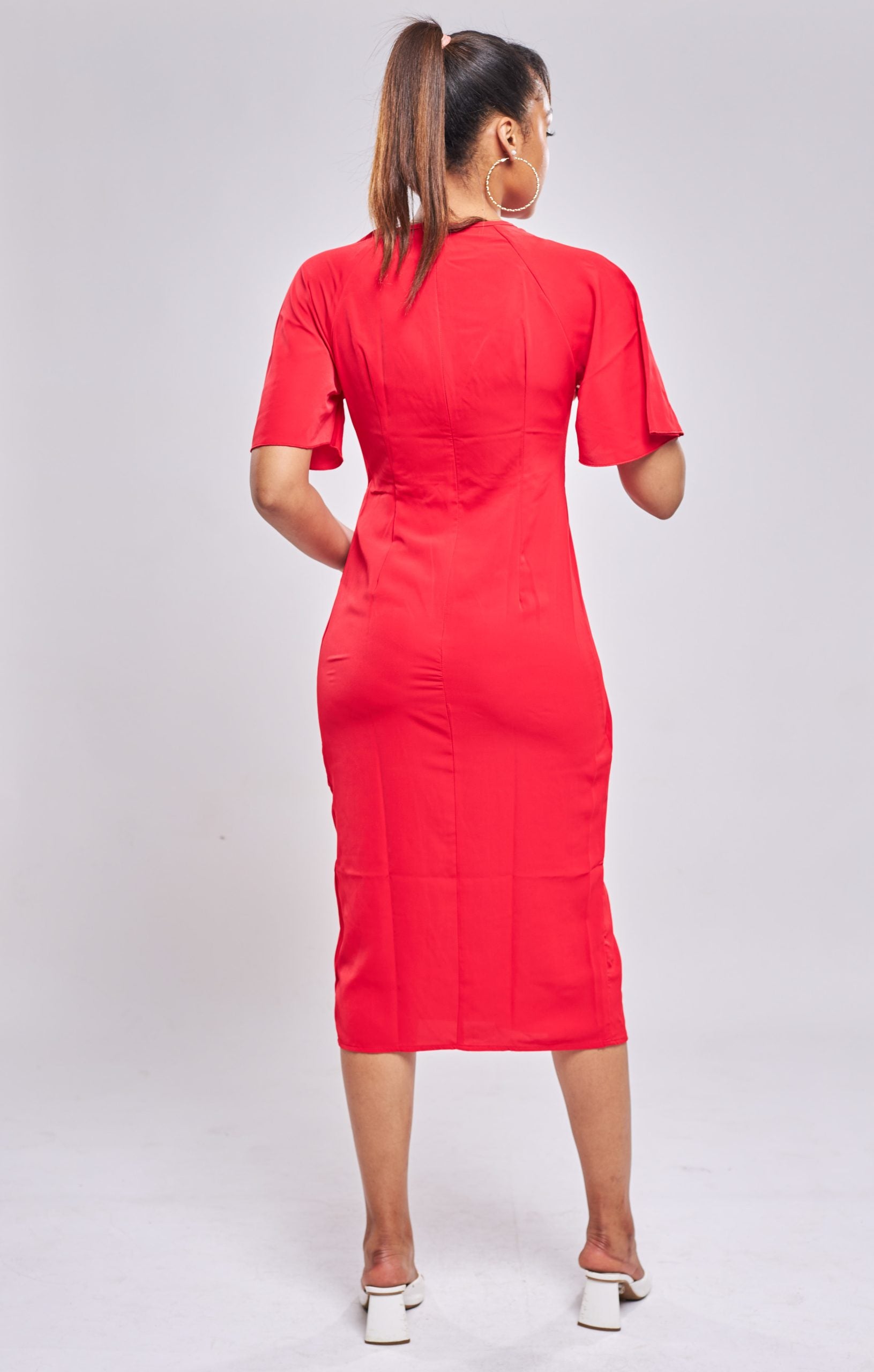 SHEIN - Robe Unicolore - Rouge back view