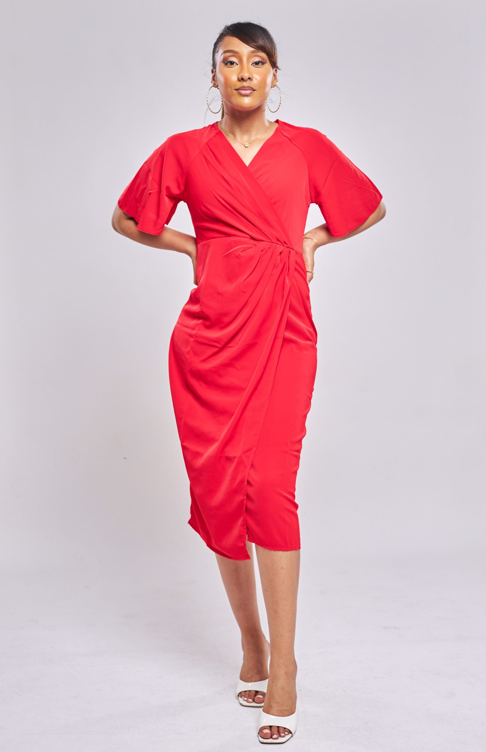 SHEIN - Robe Unicolore - Rouge front view