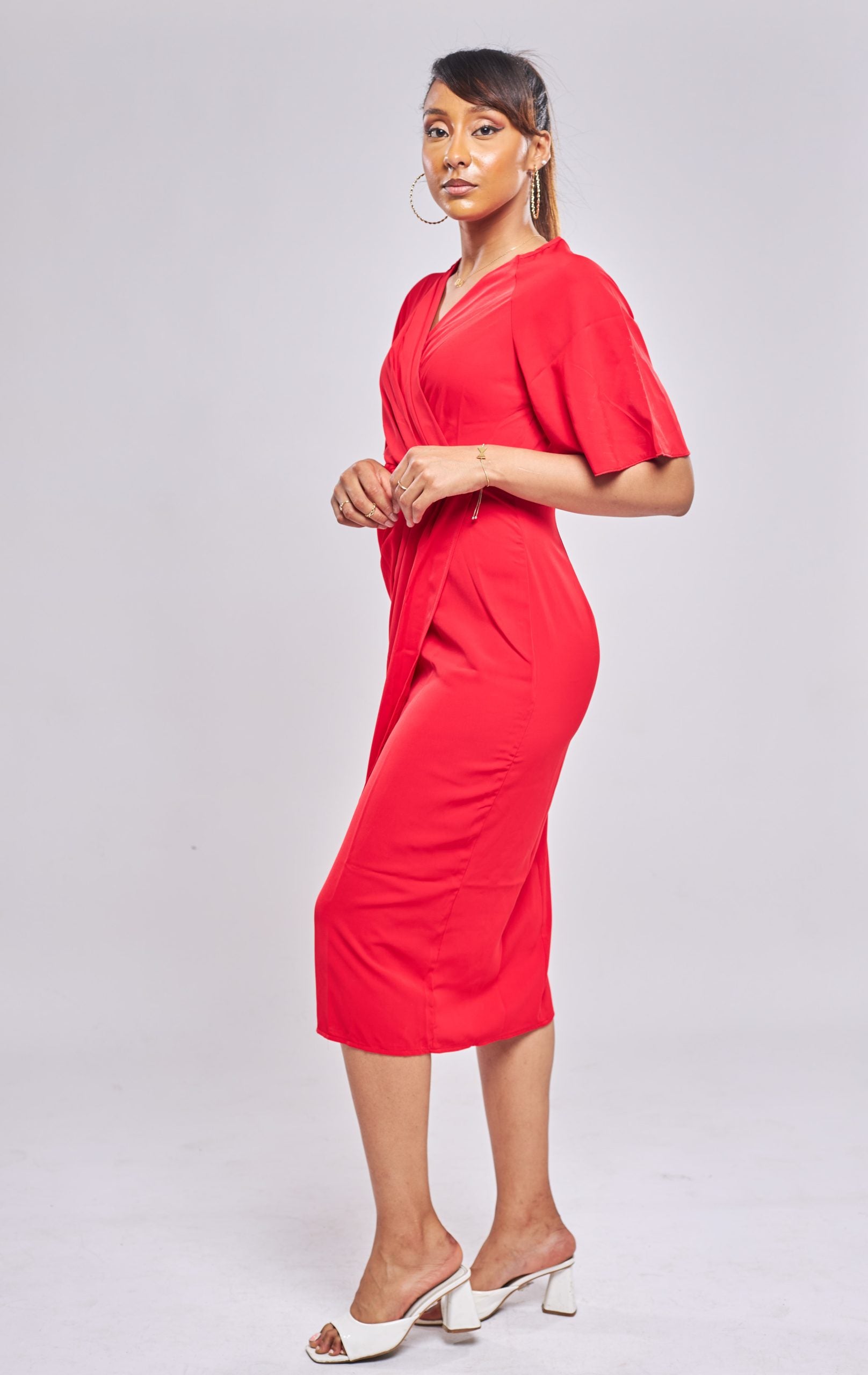 SHEIN - Robe Unicolore - Rouge side view